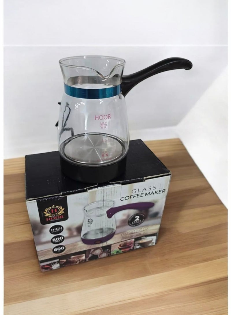 Hoor Electric Turkish Coffee Maker 800 Watts Thermal Glass 0.8 L Electric Coffee Machine - Black - Image 2