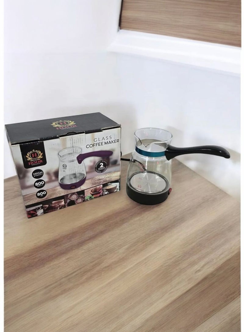 Hoor Electric Turkish Coffee Maker 800 Watts Thermal Glass 0.8 L Electric Coffee Machine - Black - Image 3