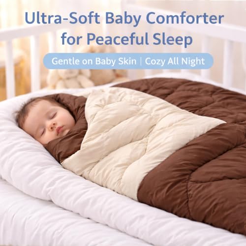 Toddylon Baby Comforter Soft Cotton Reversible Blanket for Up to 7-8 Years Kids AC Quilt for Newborn Infant Toddler Lightweight All Season Bedding Boys Girls 152x101 cm (Brown & Cream) - Image 4