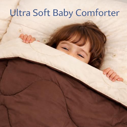 Toddylon Baby Comforter Soft Cotton Reversible Blanket for Up to 7-8 Years Kids AC Quilt for Newborn Infant Toddler Lightweight All Season Bedding Boys Girls 152x101 cm (Brown & Cream) - Image 3