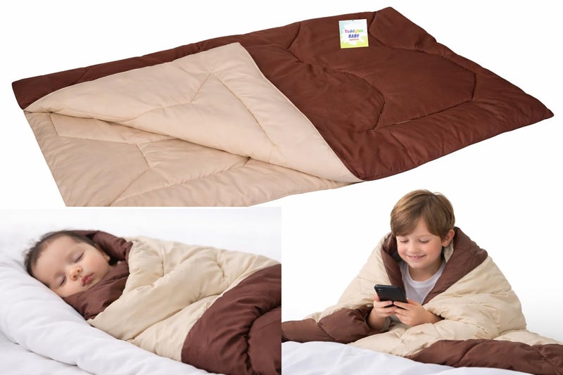 Toddylon Baby Comforter Soft Cotton Reversible Blanket for Up to 7-8 Years Kids AC Quilt for Newborn Infant Toddler Lightweight All Season Bedding Boys Girls 152x101 cm (Brown & Cream) - Image 1
