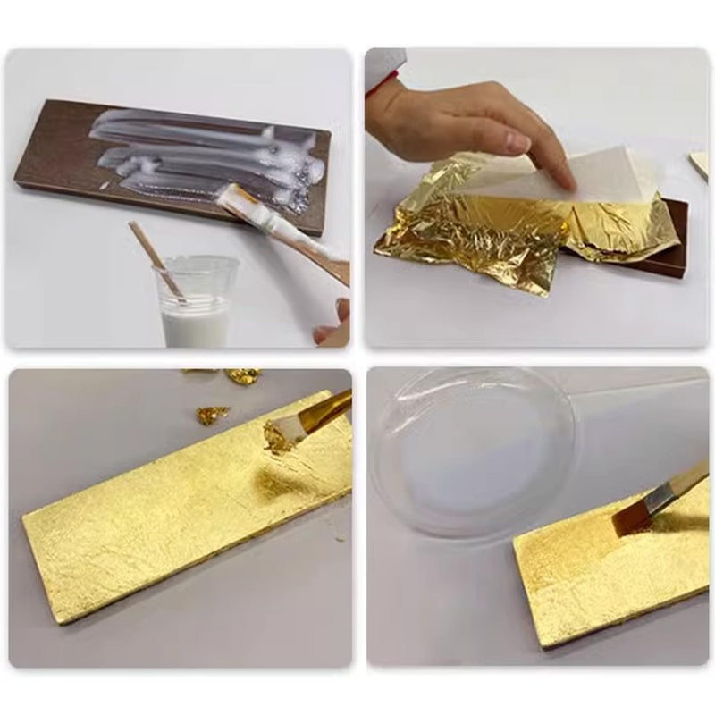 VGSEBA Gold Leaf Adhesive,Gilding Adhesive,Gold Leaf Glue for Craft, Arts, Wood Use (100ml + Brush + Gloves) - Image 2
