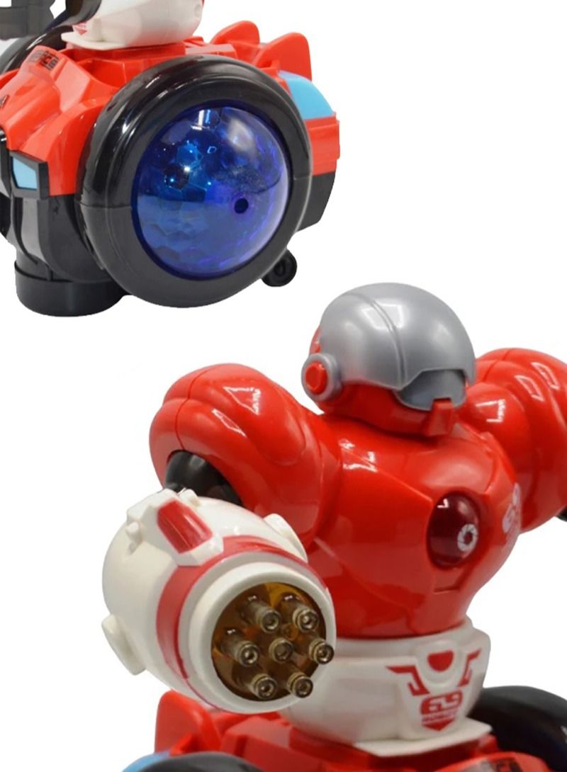 Space Police Dancing Robot Music Singing 360 Degree Rotation with Flashing Lights 4D for Unisex Kids - Image 3