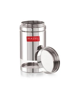 هايزل حاوية شفافة من الفولاذ المقاوم للصدأ من HAZEL | مجموعة من حاويتين دبّة محكمة الغلق لتخزين الطعام في المطبخ، سعة 1200 مل  - Image 5