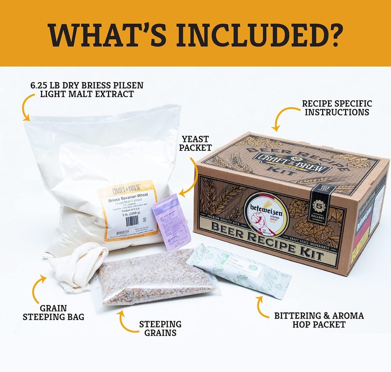 Craft A Brew - Beer Recipe Kit - Hefeweizen - Home Brewing Ingredient Refill - Beer Making Supplies - Includes Hops, Yeast, Malts, Extracts - 5 Gallons - Image 1