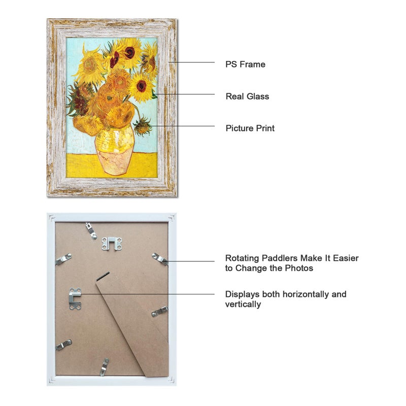 DEKWINN Rustic Distressed Retro Style White Photo Frame 4x6 Picture Frame Set of 6 with Real Glass for Pictures 4x6 Without Mat, Wall Gallery or Tabletop display - Image 3