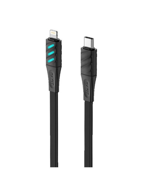 charging and data transfer cable Type-C - Lightning HV-CB6255 -30W with LED indicator material TPE 1M