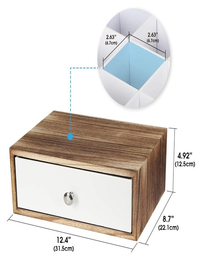 J JACKCUBE DESIGN JACKCUBE DESIGN Rustic Wood Tea Storage Box Tea Bag Organizer Stand Holder Drawer / 12 Adjustable Compartments and White Faux Leather Drawer/Acrylic Divider - :MK447C - Image 5