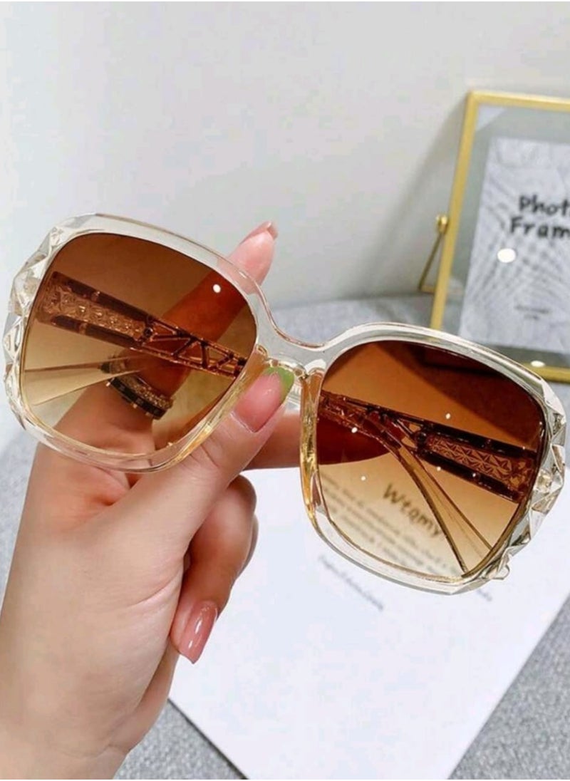 Shein Cute 1pc New Fashion Large Frame Trendy Round Face Glasses Shades  - Image 1
