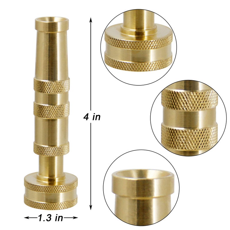 Triumpeek Solid Brass Hose Nozzle, 2 Pack 4" Heavy Duty Brass Garden Hose Nozzle with 10 Rubber Washers - Image 2