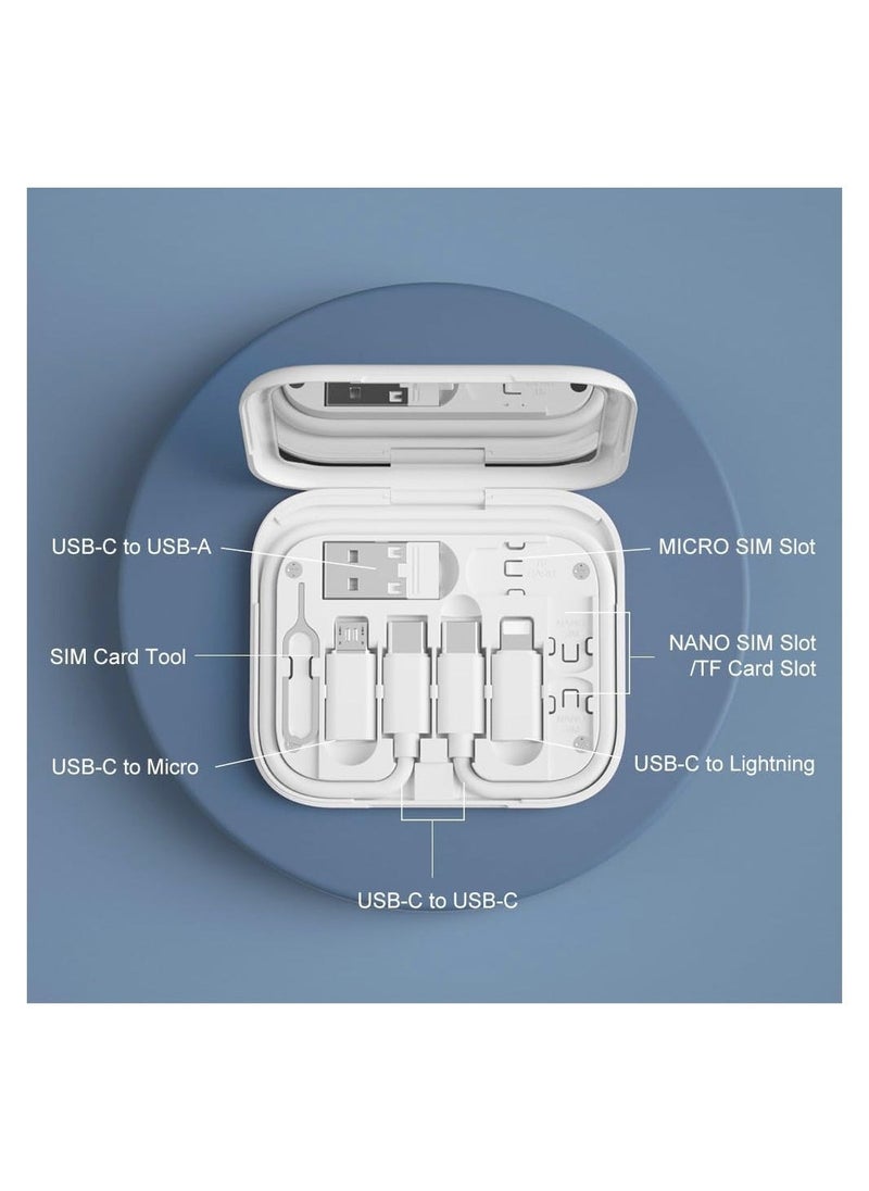 USB C Adapter OTG Kit Multi Charging Cable Case Convertor USB C to iOS Device Type C Micro Adapter Data Transfer Contains Card Slot for Traveling Use as Phone Holder Contains Makeup Mirror