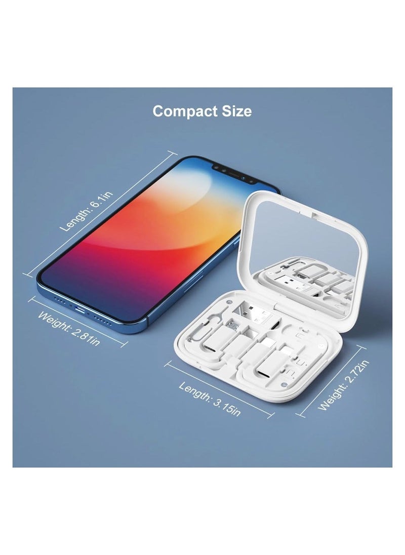 USB C Adapter OTG Kit Multi Charging Cable Case Convertor USB C to iOS Device Type C Micro Adapter Data Transfer Contains Card Slot for Traveling Use as Phone Holder Contains Makeup Mirror