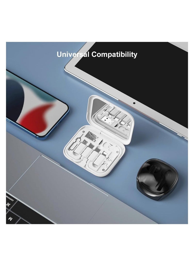 USB C Adapter OTG Kit Multi Charging Cable Case Convertor USB C to iOS Device Type C Micro Adapter Data Transfer Contains Card Slot for Traveling Use as Phone Holder Contains Makeup Mirror