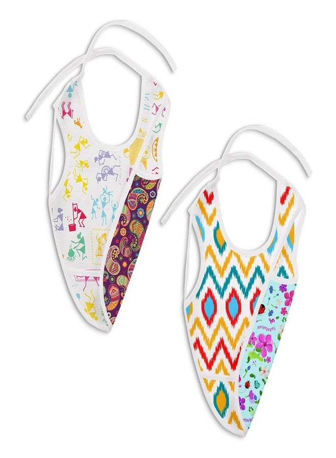 superbottoms Waterproof Cloth Bib, Reversible Bib (2 Prints in 1), Apron Style Bib, Full Coverage Bib with Food Catcher, Mess-Free Feeding, 6m to 4y - Image 1