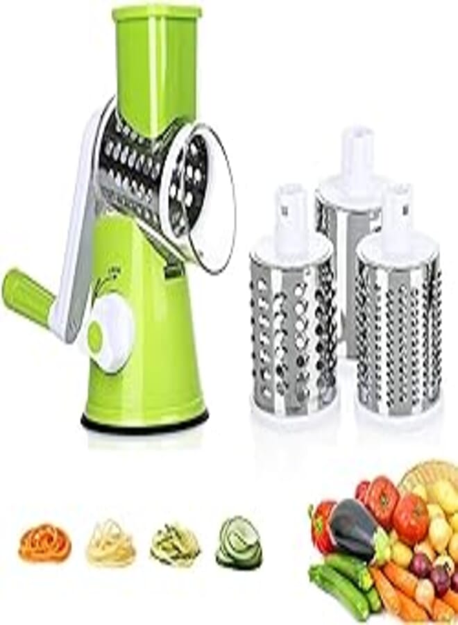 OR 4 Pcs Vegetable Slicer 3 In 1 Handheld Spiral Rotary Drum Slicer For Vegetable Fruit Cheese Nut