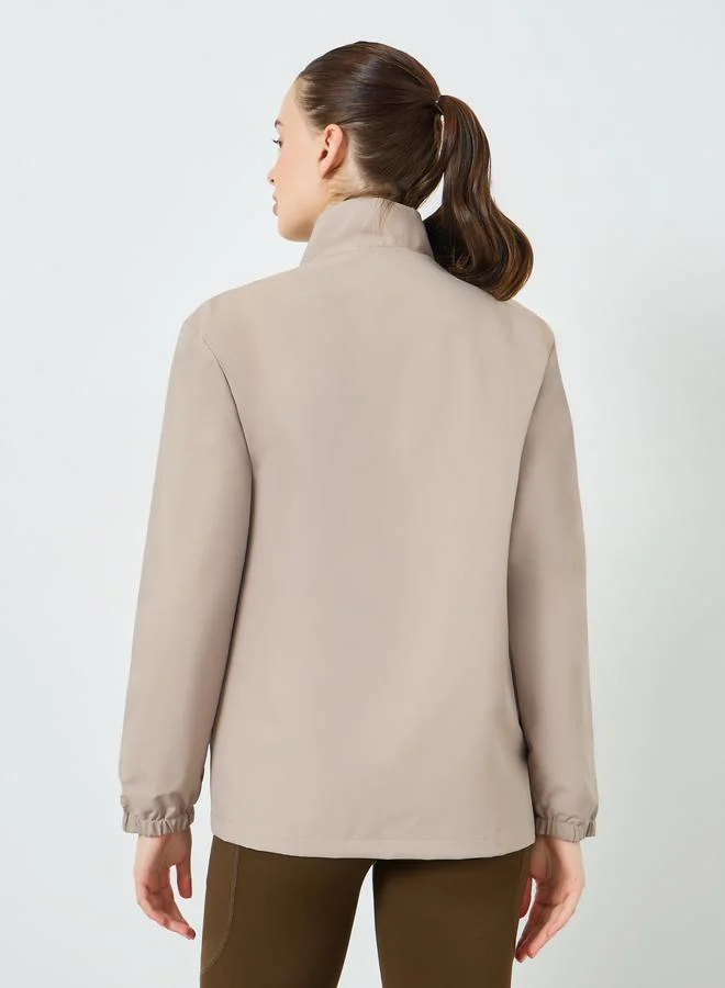 Styli Active  Women Beige Windbreaker Contrast Zip Jacket for Women | Best Price UAE
