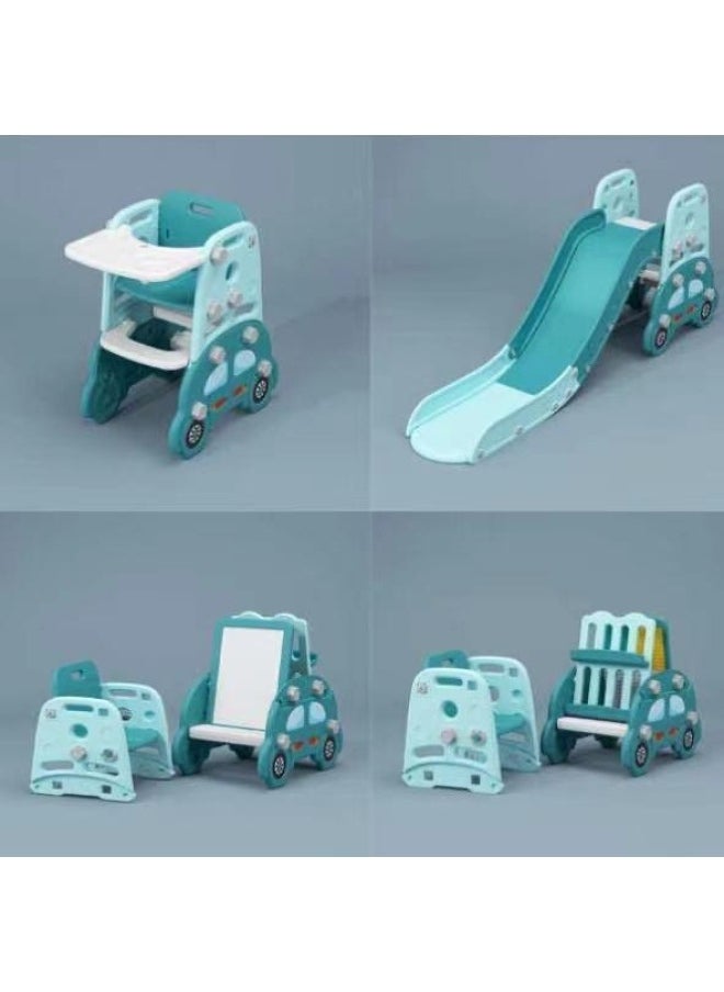 null - Children's Home Study Table And Chair Baby's Infant Multi-functional Storage Bookshelf Learning Drawing Board Building Blocks Table For Puzzle Building Blocks-Color:Dining Table And Chairs + Slide + Bookshelf + Drawing Board + 2 Free Pens + 1 Whiteboard Eraser + Building Blocks) - Image 1