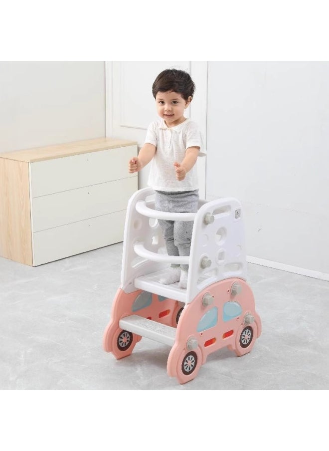 null - Children's Home Study Table And Chair Baby's Infant Multi-functional Storage Bookshelf Learning Drawing Board Building Blocks Table For Puzzle Building Blocks-Color:Dining Table And Chairs + Slide + Bookshelf + Drawing Board + 2 Free Pens + 1 Whiteboard Eraser + Building Blocks) - Image 1