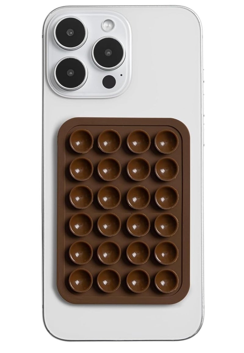 REDWIND Suction Phone Case, Phone Suction Sticker, Silicone Strong Grip Holder for Hands-Free iPhone & Android Mobile, Video Phone Accessory Compatible Mirror, Shower (Brown- Pack of 1) - Image 1