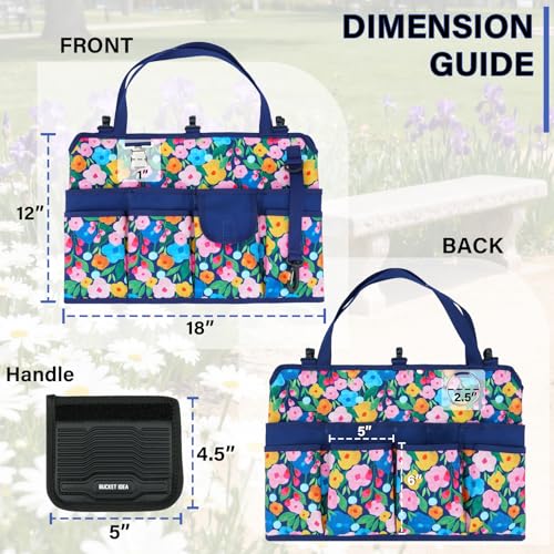KUNN 18Pocket Bucket Tool Organizer HeavyDuty 5 Gallon Bucket Caddy with Hangable Handle Gardening Tool Bag Garden Caddy Accessory for Gardeners Blue - Image 3