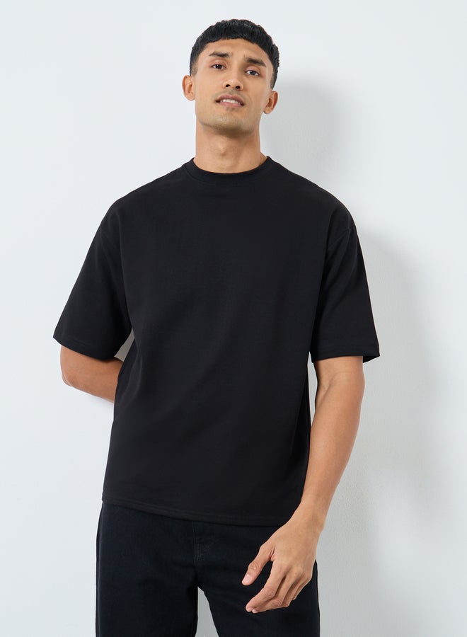 Styli Men Black Oversized T-Shirt with Worldwide Print - Image 2