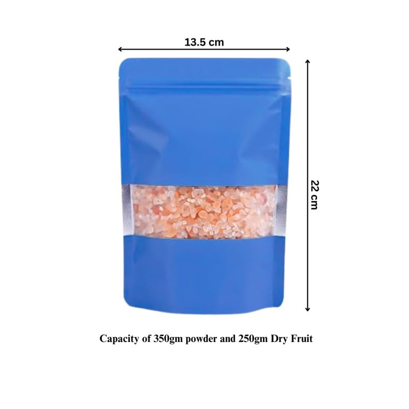 DEERA Matte Blue With Window Ziplock Storage Pouch 135x220mm Pack of 25 - Image 2