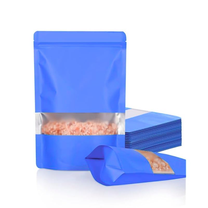 DEERA Matte Blue With Window Ziplock Storage Pouch 135x220mm Pack of 25 - Image 1