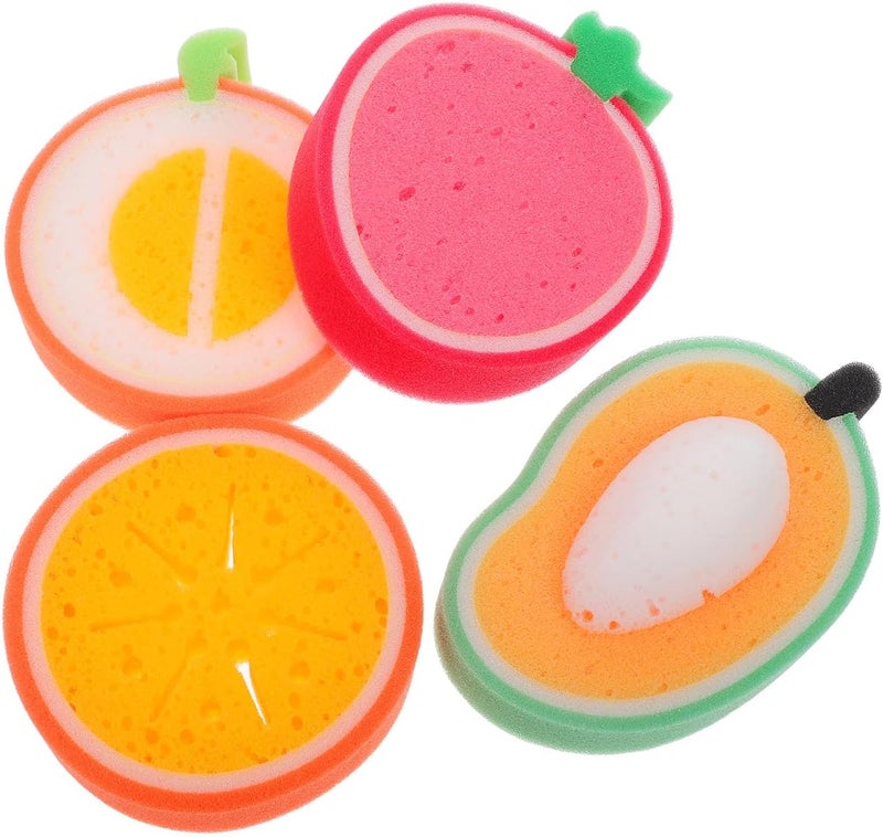 EXCEART Body Sponges Scrubber 4Pcs Fruit Shaped Bath Sponge Soft Exfoliating Shower Scrubbers Gentle Skin Care Tools for Bathing - Image 1