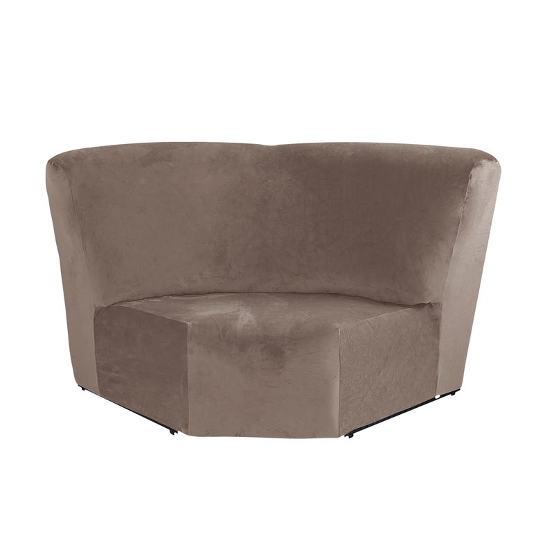 MIFXIN Corner Sofa Cover 1 Piece Velvet Stretch Corner Couch Cover for Sectional Recliner Sofa Slipcover Reclining L Shape Sofa Couch Additional Seat Tan