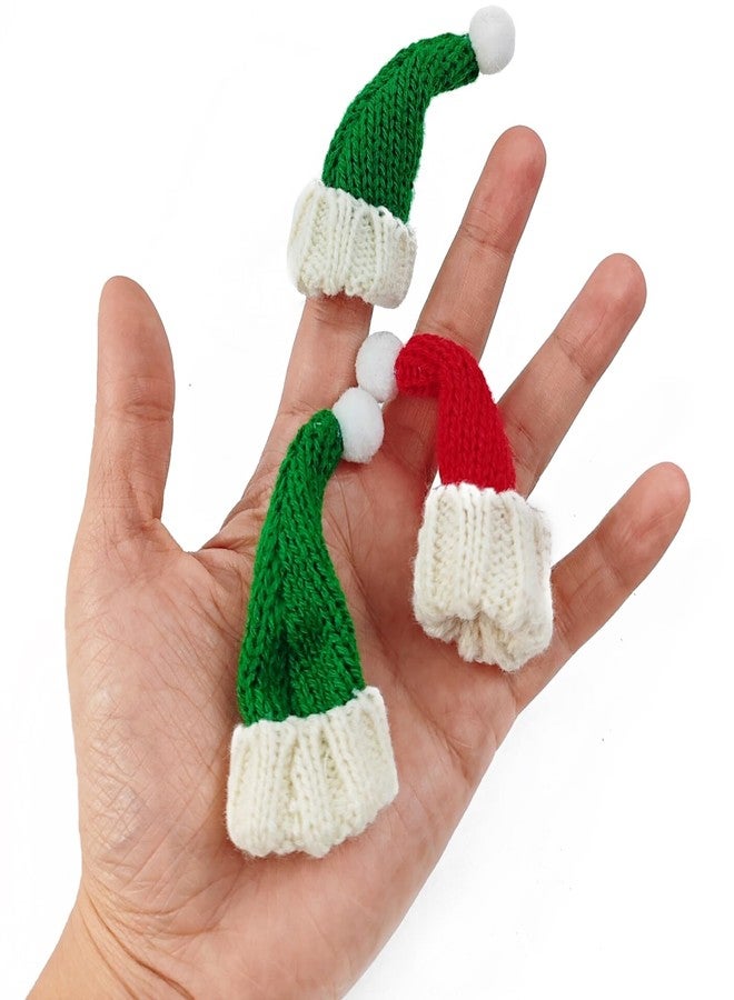 YOOHUA 32PCS Mini Knit Doll Hat and Scarf Small Santa Hat for Craft Christmas Knit Decoration Doll Clothing Accessories Gift (Red and Green) - Image 3
