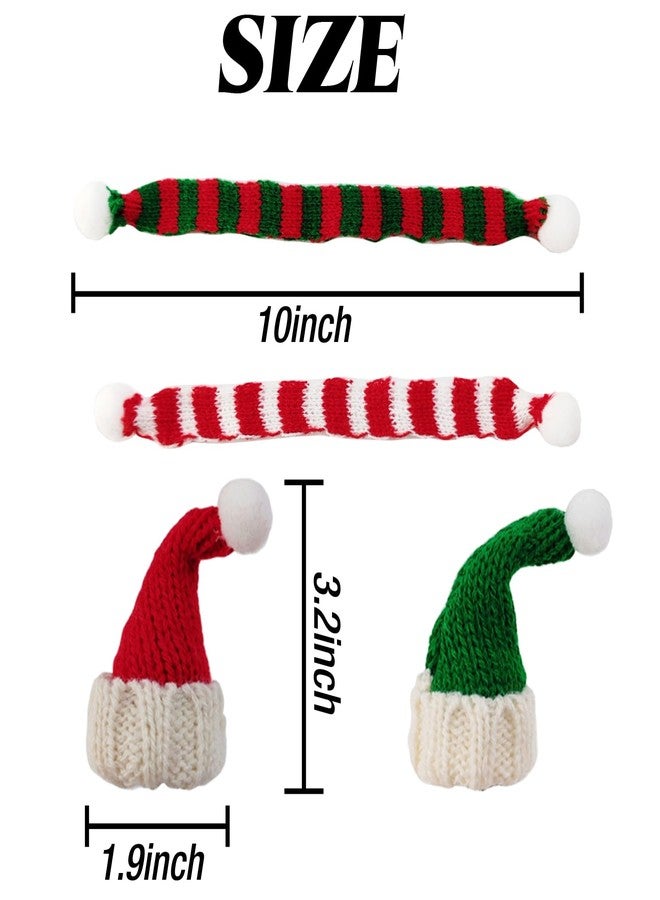 YOOHUA 32PCS Mini Knit Doll Hat and Scarf Small Santa Hat for Craft Christmas Knit Decoration Doll Clothing Accessories Gift (Red and Green) - Image 2