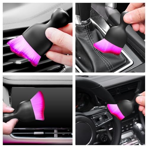 Eiruseed Car Interior Cleaning Brush Car Duster Interior with Ultra Soft Bristles Auto Detailing Brushes Dusting Car Accessories for Dashboard, AC Vents, Leather, Scratch-Free (2P_DoublePurple) - Image 3