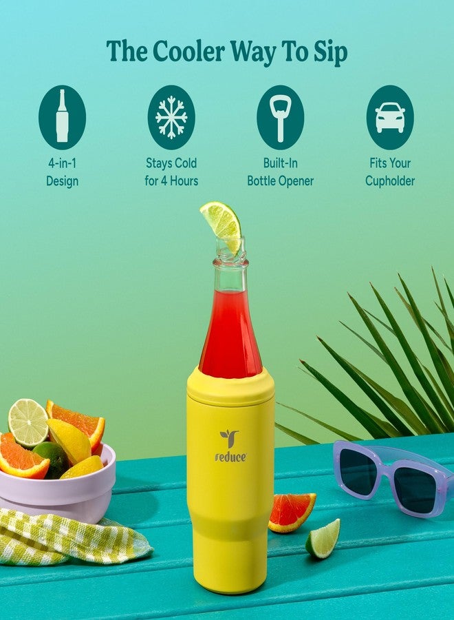Reduce 4-in-1 Drink Cooler - Versatile Can & Bottle Holder with Vacuum Insulation - Keeps Drinks Cold Up to 4 Hours - Includes Bottle Opener - Fits Cupholders & Dishwasher Safe - 14oz - Pina Colada - Image 2