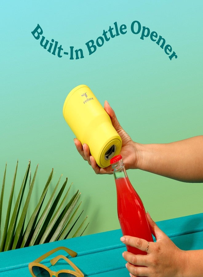 Reduce 4-in-1 Drink Cooler - Versatile Can & Bottle Holder with Vacuum Insulation - Keeps Drinks Cold Up to 4 Hours - Includes Bottle Opener - Fits Cupholders & Dishwasher Safe - 14oz - Pina Colada - Image 4