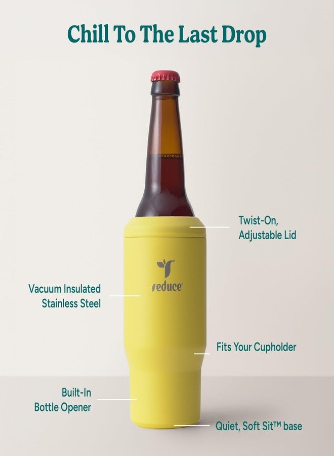 Reduce 4-in-1 Drink Cooler - Versatile Can & Bottle Holder with Vacuum Insulation - Keeps Drinks Cold Up to 4 Hours - Includes Bottle Opener - Fits Cupholders & Dishwasher Safe - 14oz - Pina Colada - Image 3