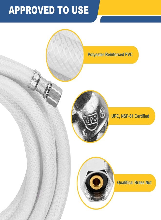 GUOFIS 10 FT Refrigerator Water Line, Polyester-Reinforced PVC Braided Ice Maker Hose with 1/4" Comp X 1/4"Compression Fittings(1PCS,10 Foot)(HOSE063) - Image 3