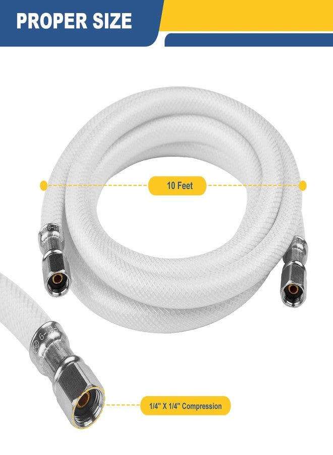 GUOFIS 10 FT Refrigerator Water Line, Polyester-Reinforced PVC Braided Ice Maker Hose with 1/4" Comp X 1/4"Compression Fittings(1PCS,10 Foot)(HOSE063) - Image 2