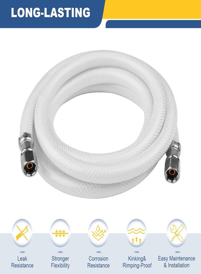GUOFIS 10 FT Refrigerator Water Line, Polyester-Reinforced PVC Braided Ice Maker Hose with 1/4" Comp X 1/4"Compression Fittings(1PCS,10 Foot)(HOSE063) - Image 4