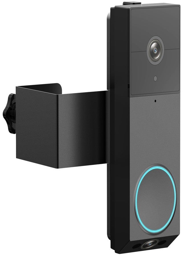 Anti Theft Doorbell Mount for Wyze Duo Cam Doorbell, No Drill Wyze Doorbell Camera mount, Not Block Doorbell Sensor, Metal Adjustable Mounting Bracket Accessories for Home Rentals Room, Black