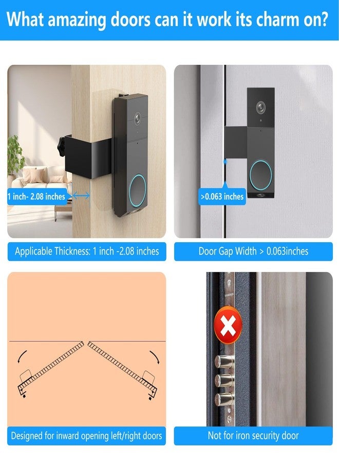 PEF Anti Theft Doorbell Mount for Wyze Duo Cam Doorbell, No Drill Wyze Doorbell Camera mount, Not Block Doorbell Sensor, Metal Adjustable Mounting Bracket Accessories for Home Rentals Room, Black - Image 4