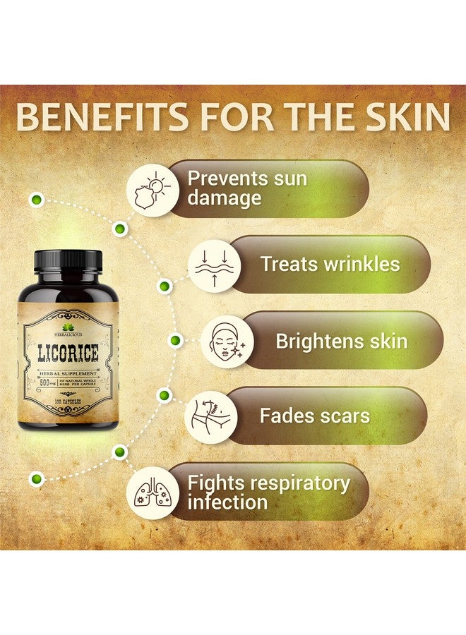 HERBALICIOUS مستخلص جذور العرقسوس غليسيرريزا غلابرا مكمل عشبي عضوي لتحسين الهضم واستعادة صحة الجهاز التنفسي ودعم المناعة والتعب أقراص Dgl نباتية خالية من الغلوتين 100 كبسولة - Image 5