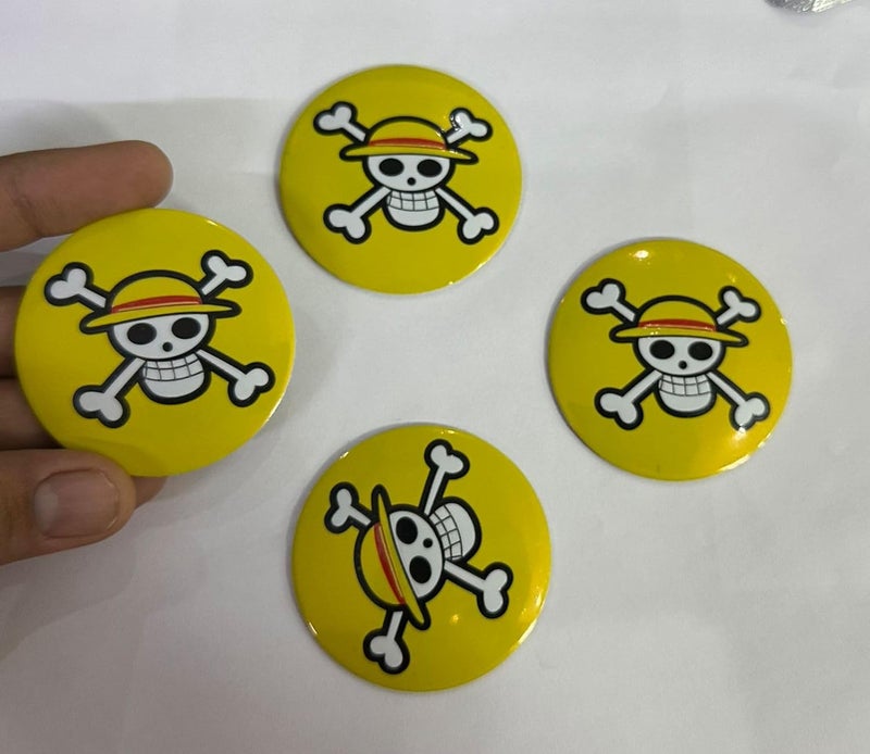AUTO MT 4pcs Skull Pirates Sign Emblem Car Wheel Center Hub Cap Caps Badge Sticker Decal 56mm 2INCH (4PC Skull Pirates Wheel Sticker) - Image 1