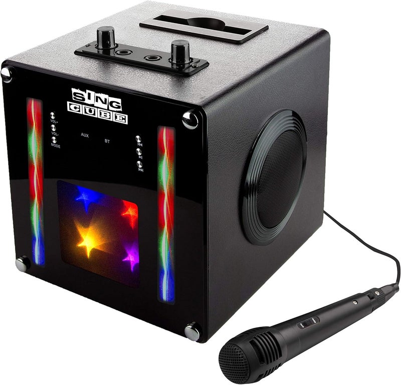 SingCube Rechargeable Bluetooth Karaoke Machine Lights and Two Microphone, 5W (SINGCUBE01) - Image 2