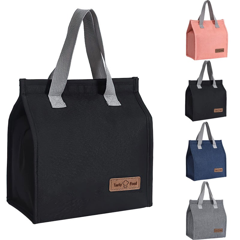 Yikki Lunch Bags for Women Men Reusable Insulated Leakproof Lunch Box Tote Bag Cool Bags for Kids Girls Boys Adults Thermal Cooler Bag for Work School Picnic Travel Black
