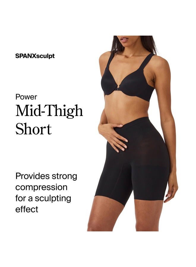 SPANX SPANXsculpt Seamless Power Mid-Thigh Short - Core Shapewear - Lightweight, All-Day Shaping & Support - No Panty Lines, Very Black, M - Image 2