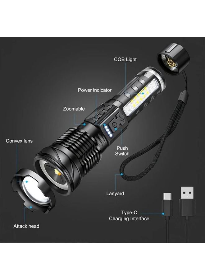 2pcs Multifunctional Ultra Bright USB Rechargeable Telescopic Zoom Flashlight 7 Modes - Image 4