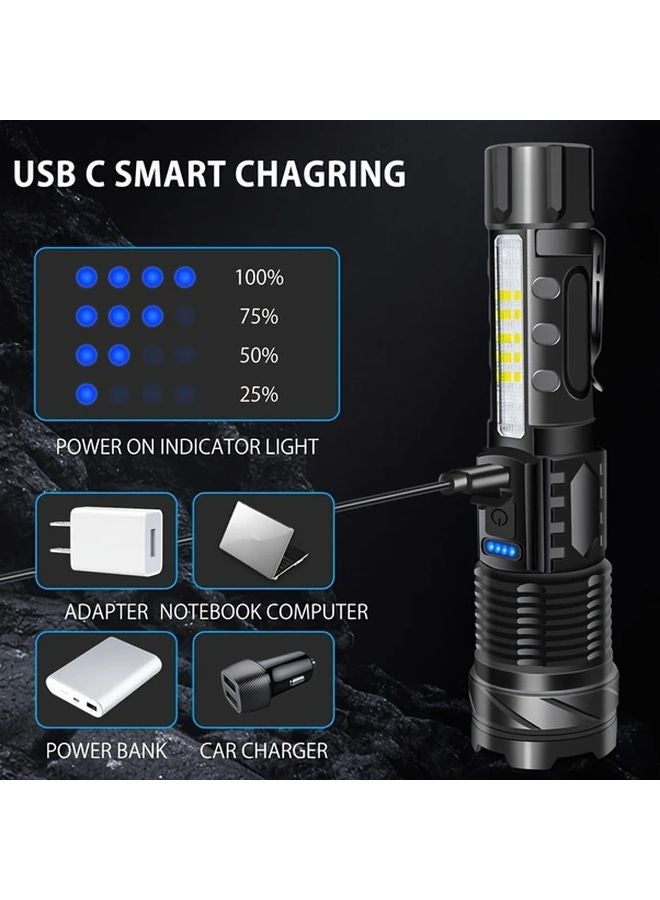 2pcs Multifunctional Ultra Bright USB Rechargeable Telescopic Zoom Flashlight 7 Modes - Image 5