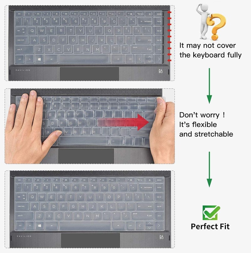 OJOS Keyboard Cover Protector Compatible for HP Pavilion X360 14 inches Laptop Ultra Thin Silicon Black Keyboard Skin Protector, 4.72 x 12.59 x 0.78 inches -Black - Image 2