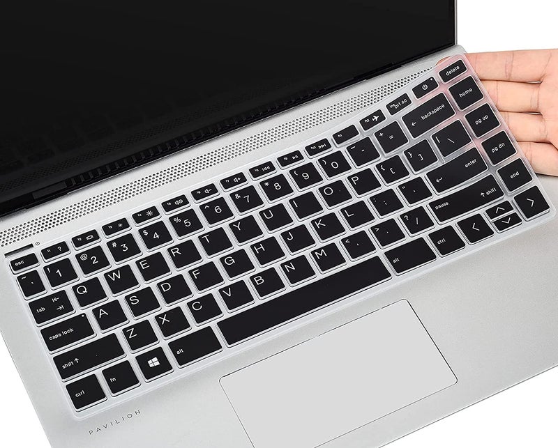 OJOS Keyboard Cover Protector Compatible for HP Pavilion X360 14 inches Laptop Ultra Thin Silicon Black Keyboard Skin Protector, 4.72 x 12.59 x 0.78 inches -Black - Image 1