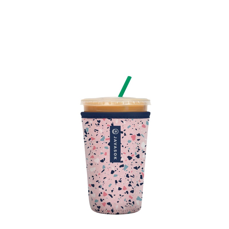 Sok It Sok It JavaSok Iced Coffee  Cold Soda Insulated Neoprene Cup Sleeve Pink Terrazzo Medium 2228oz 